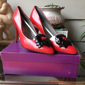 💖EUC VTG designer Garolini💄red leather heels💖9